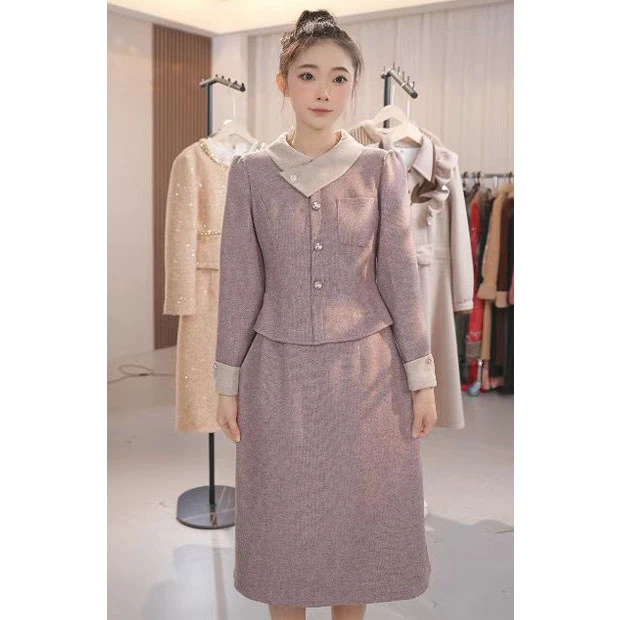 M819秋冬新款洋气优雅气质女人味2024新款百搭显瘦长袖连衣裙