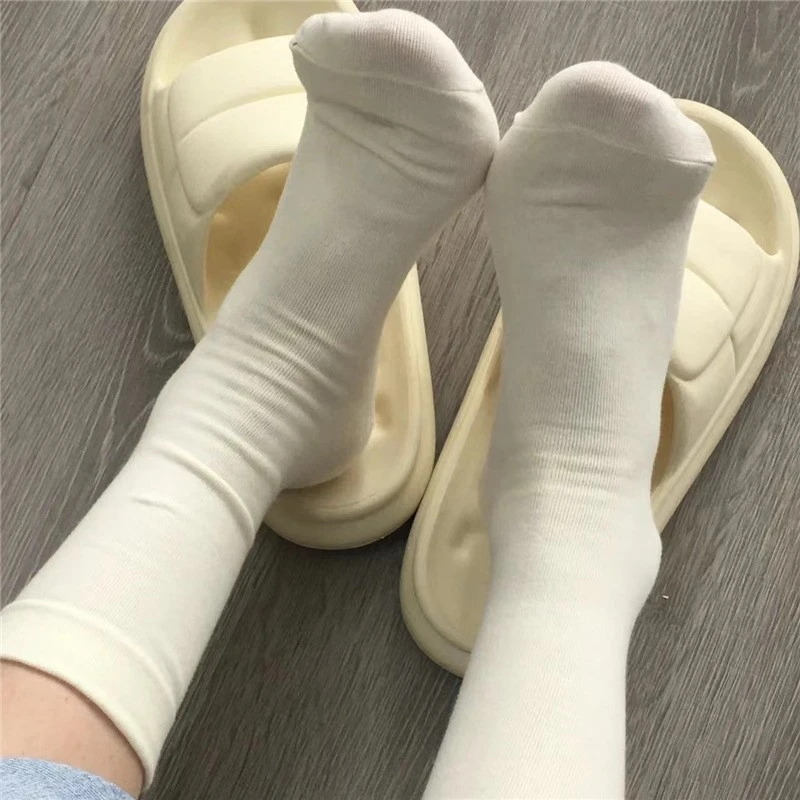 软软糯糯白色月子袜中筒纯色堆堆袜松口长袜春夏秋