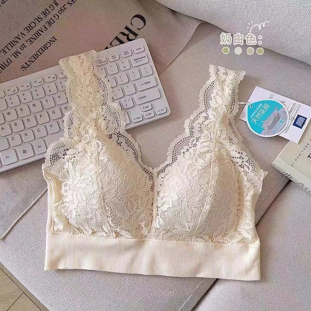 法式蕾丝乳胶固定杯背心 0030