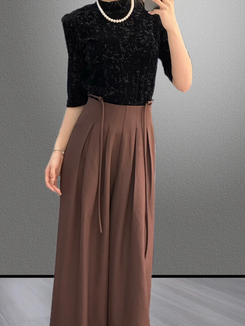 高腰垂感显瘦阔腿休闲西装裤女新款宽松拖地大裤脚长裤