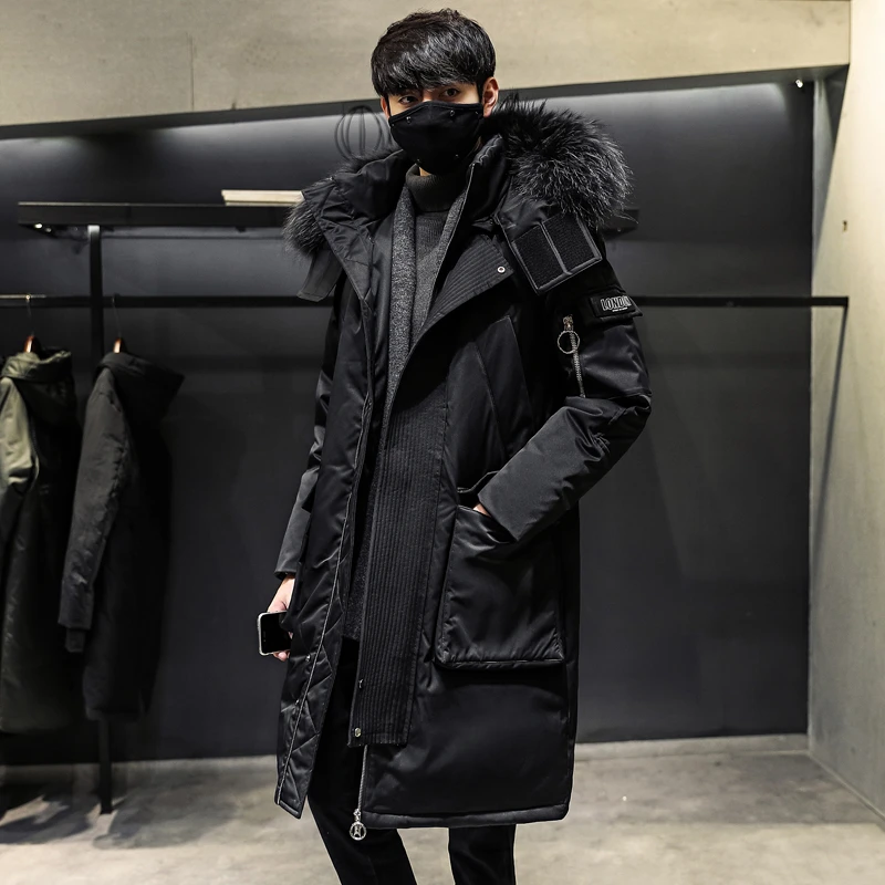 IMPISH LEE中长款羽绒服男士过膝宽松爆款大毛领保暖连帽潮流韩版