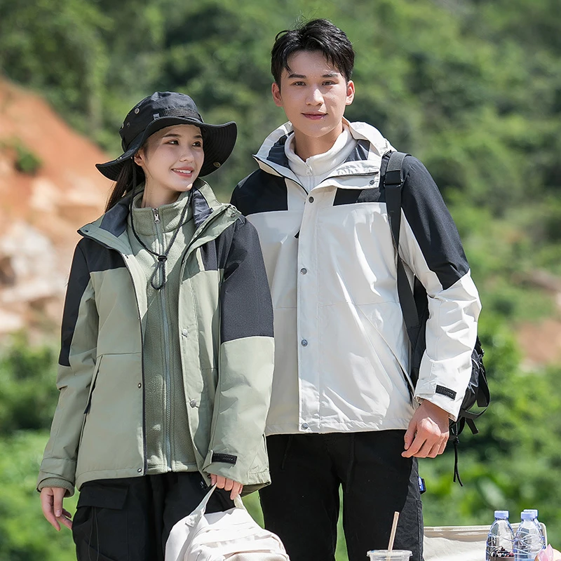 ZHAF男女情侣户外三合一防寒防水冲锋外套