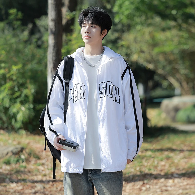 zhaf休闲时尚户外运动夏季轻薄防紫外线连帽情侣防晒衣