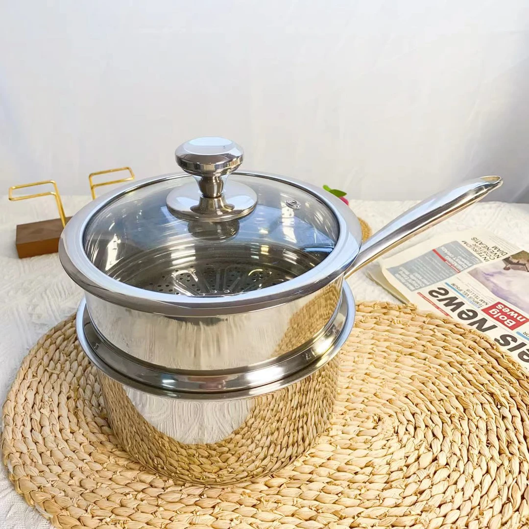 【出口款】316一体成型压铸2L蒸煮奶锅20cm*16cm