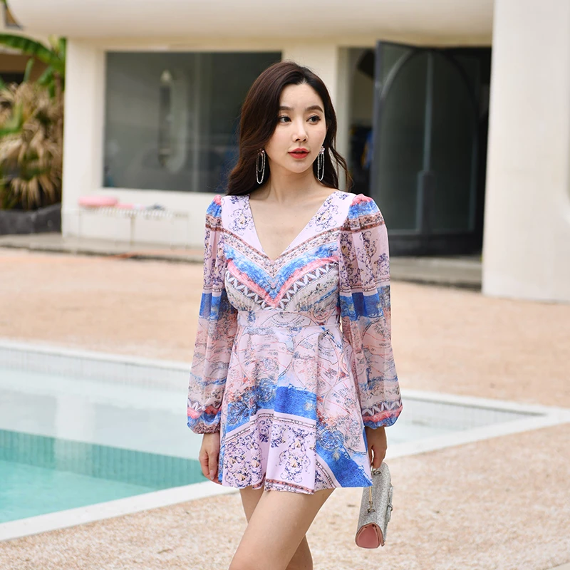 【直播专属】连体平角裙式泳衣大码保守遮肉显瘦温泉海边度假