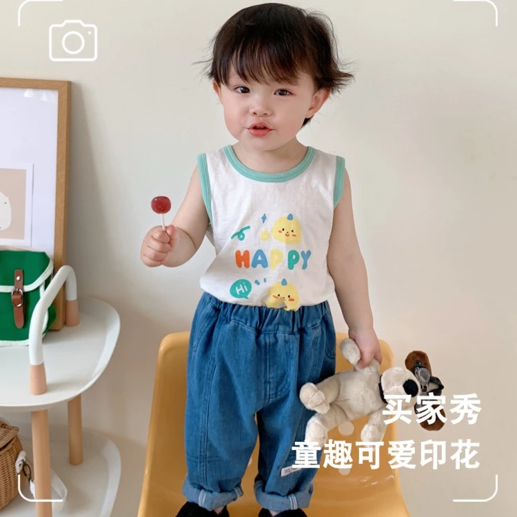 【到手三件】儿童纯棉背心夏季薄款新款透气男童女童全棉无袖宝宝