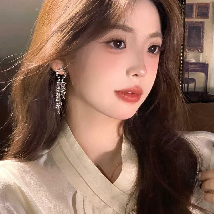 合金耳饰 冷淡风麦穗亮片流苏耳环高级感超仙时尚气质耳钉耳饰女