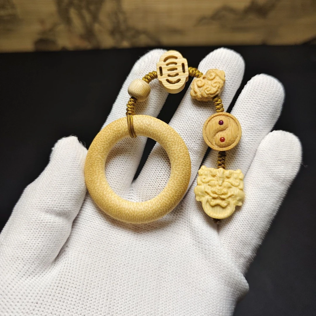 竹根雕金蟾配饰竹环竹链男女钥匙扣手把件慎拍直接拍随机发