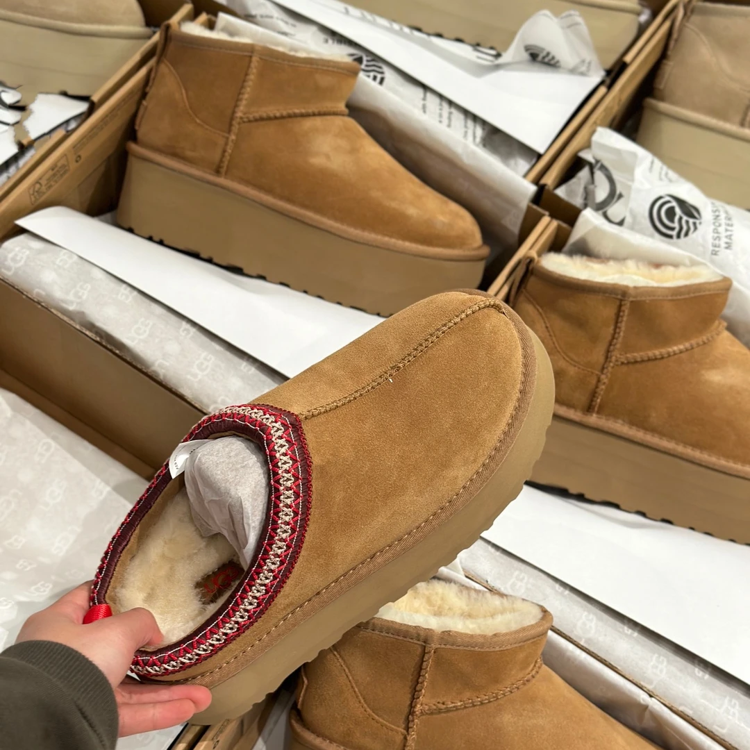 Ariesugg【厚底民族风】时尚经典百搭外牛内羊冬季保暖雪地靴