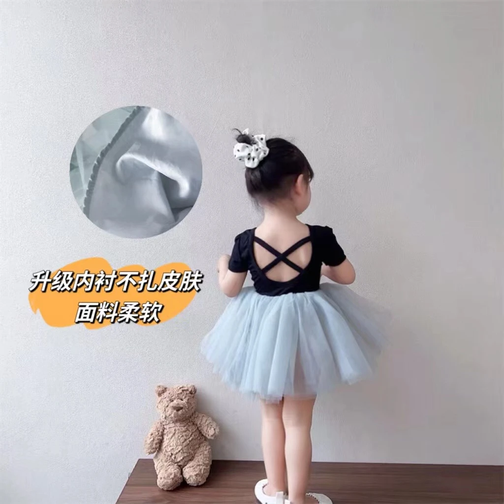 儿童短袖芭蕾舞裙2022新款韩版夏季薄款洋气女童蓬松纱裙公主裙潮