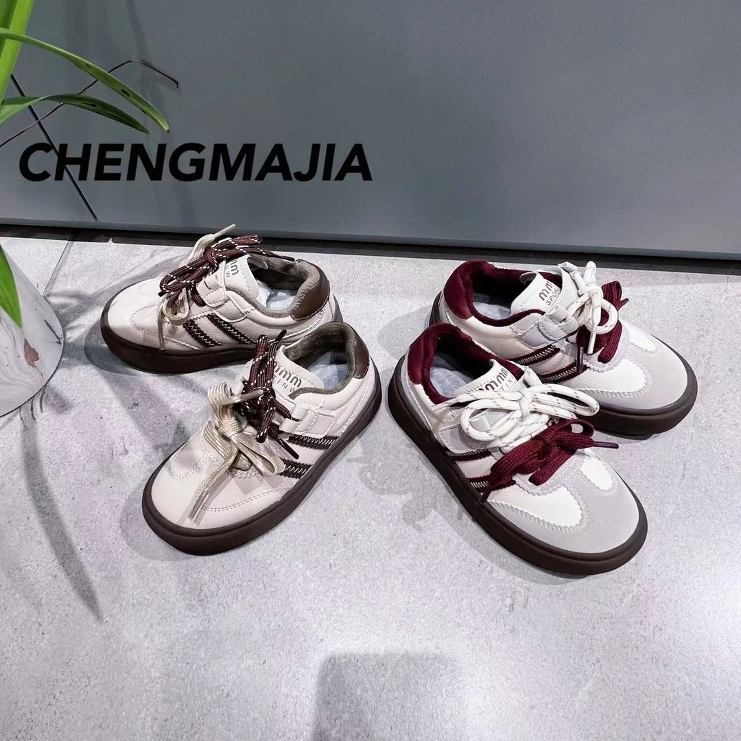 冬季新款百搭时尚洋气二棉双色鞋带板鞋