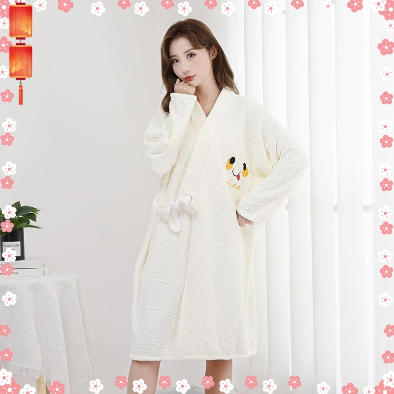 冬季加厚可穿式系带浴袍睡袍吸水速干浴巾不掉毛舒适柔软成人裕裙