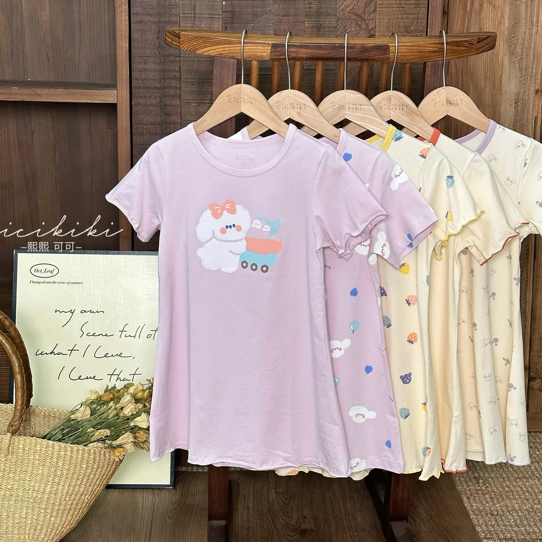 现货【家居裙】女童夏季舒适洋气印花薄款卡通小裙子熙熙可H1065