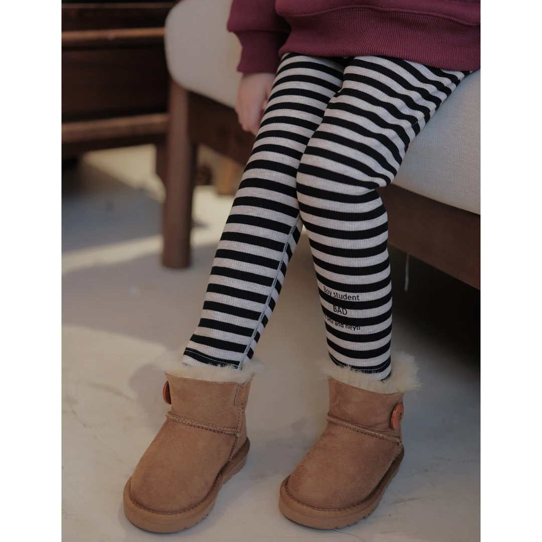 【乔菲】秋冬百搭休闲加绒无骨条纹裤 熙熙可可KZ24127