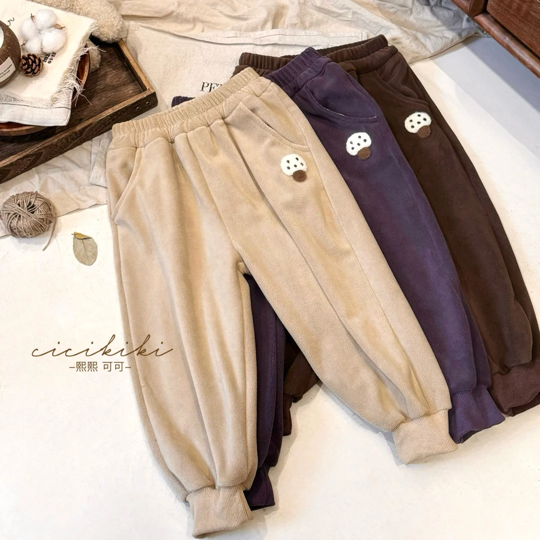 【菇噜噜】儿童秋冬宽松百搭休闲双面绒裤子 熙熙可可KZ24132
