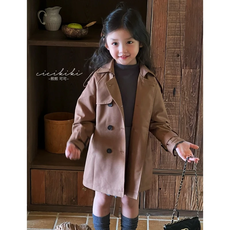 现货【茱丽叶】女童春秋童装洋气时尚中长款儿童风衣熙熙可可FY2317