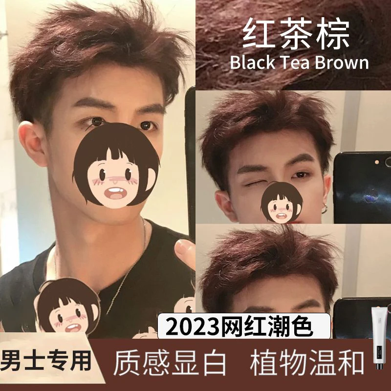 红茶棕免漂男士专用染发膏红棕色染发剂2023流行色自己在家染学生