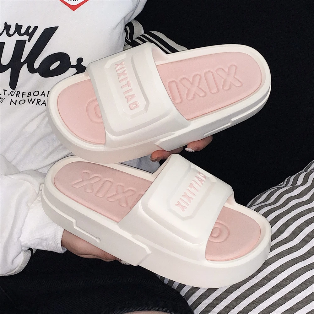 细细条 时尚运动风厚底拼色凉拖鞋男女情侣外穿百搭防滑一字拖ins