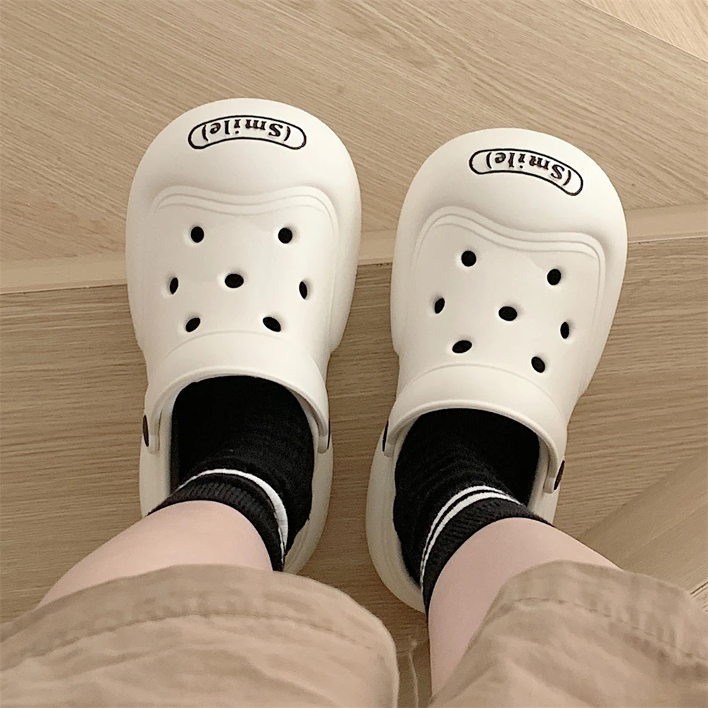 细细条 ins洞洞鞋男女夏季外穿踩屎感eva厚底防滑包头沙滩凉拖鞋