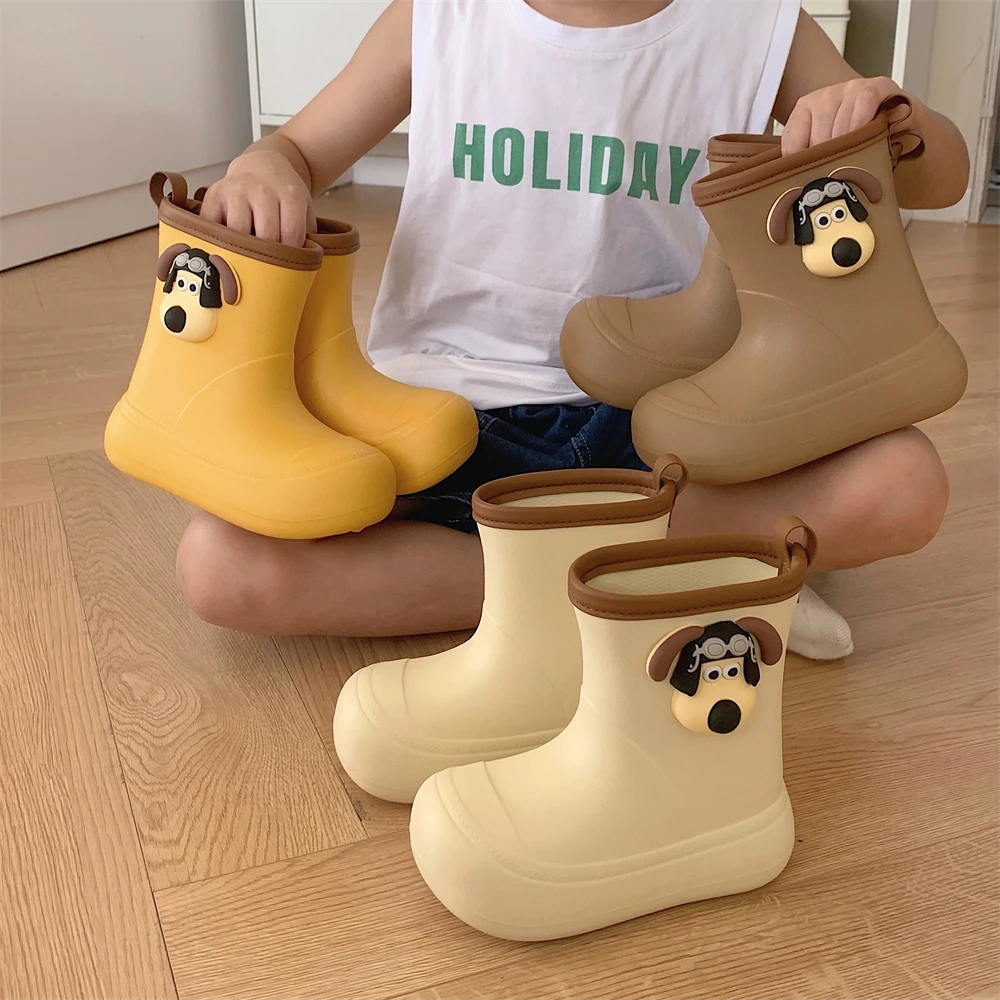 细细条 夏季可爱卡通狗狗学生亲子雨靴雨天防水防滑软底中筒雨鞋