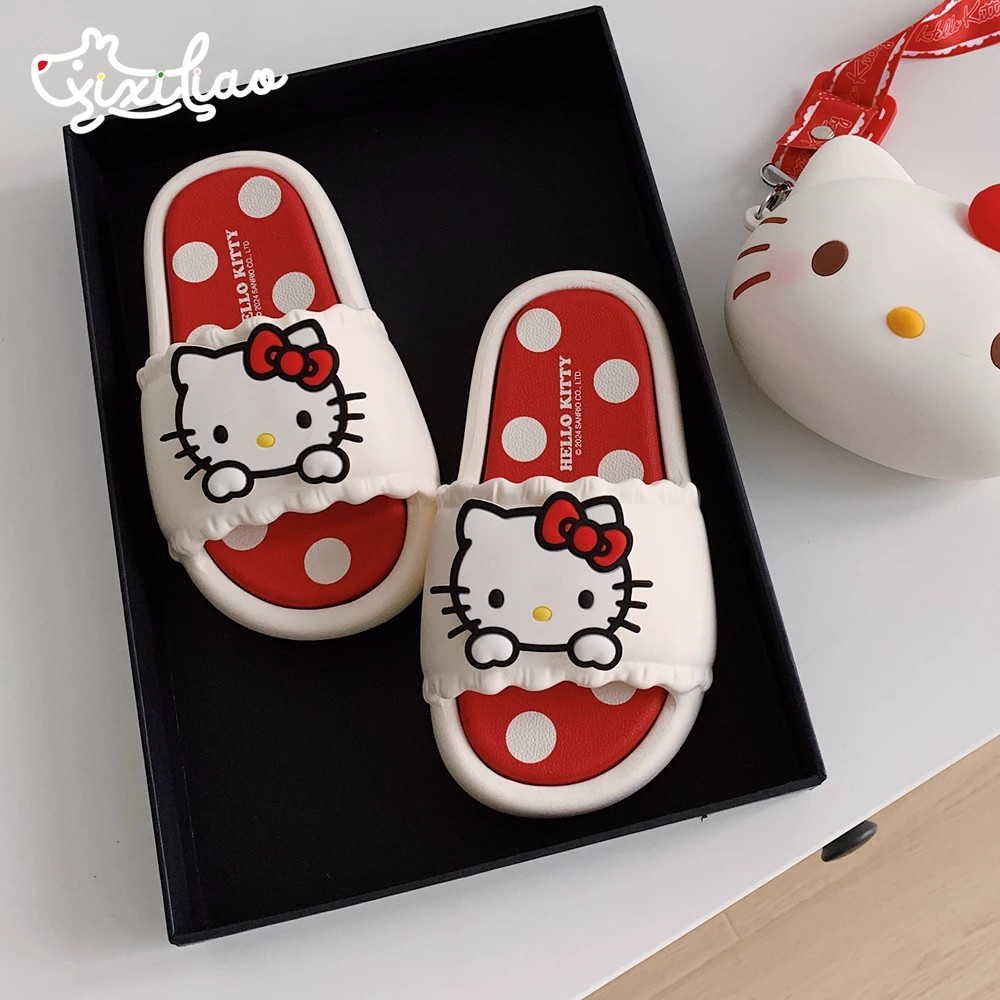 细细条 可爱HelloKitty拖鞋女卡通联名夏季亲子外穿室内凉拖鞋