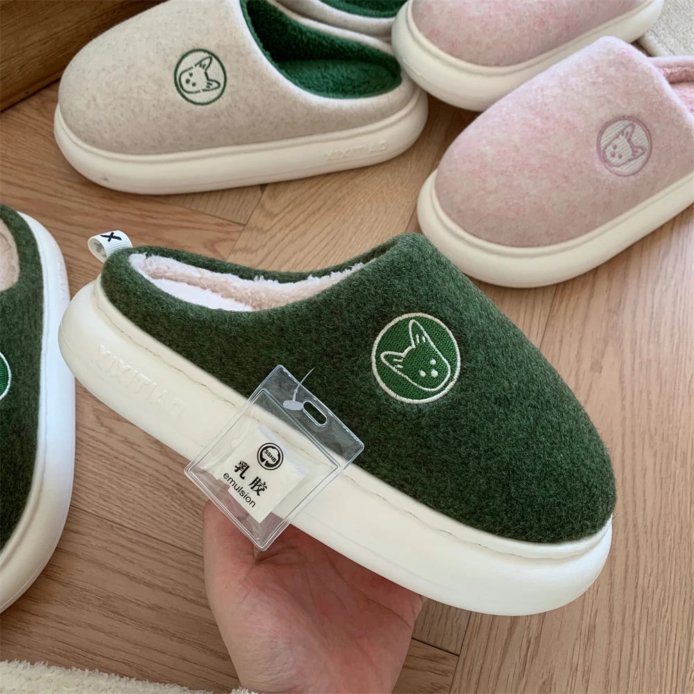 细细条 日系创意卡通小狗情侣棉拖鞋软底防滑保暖冬季男女家居鞋