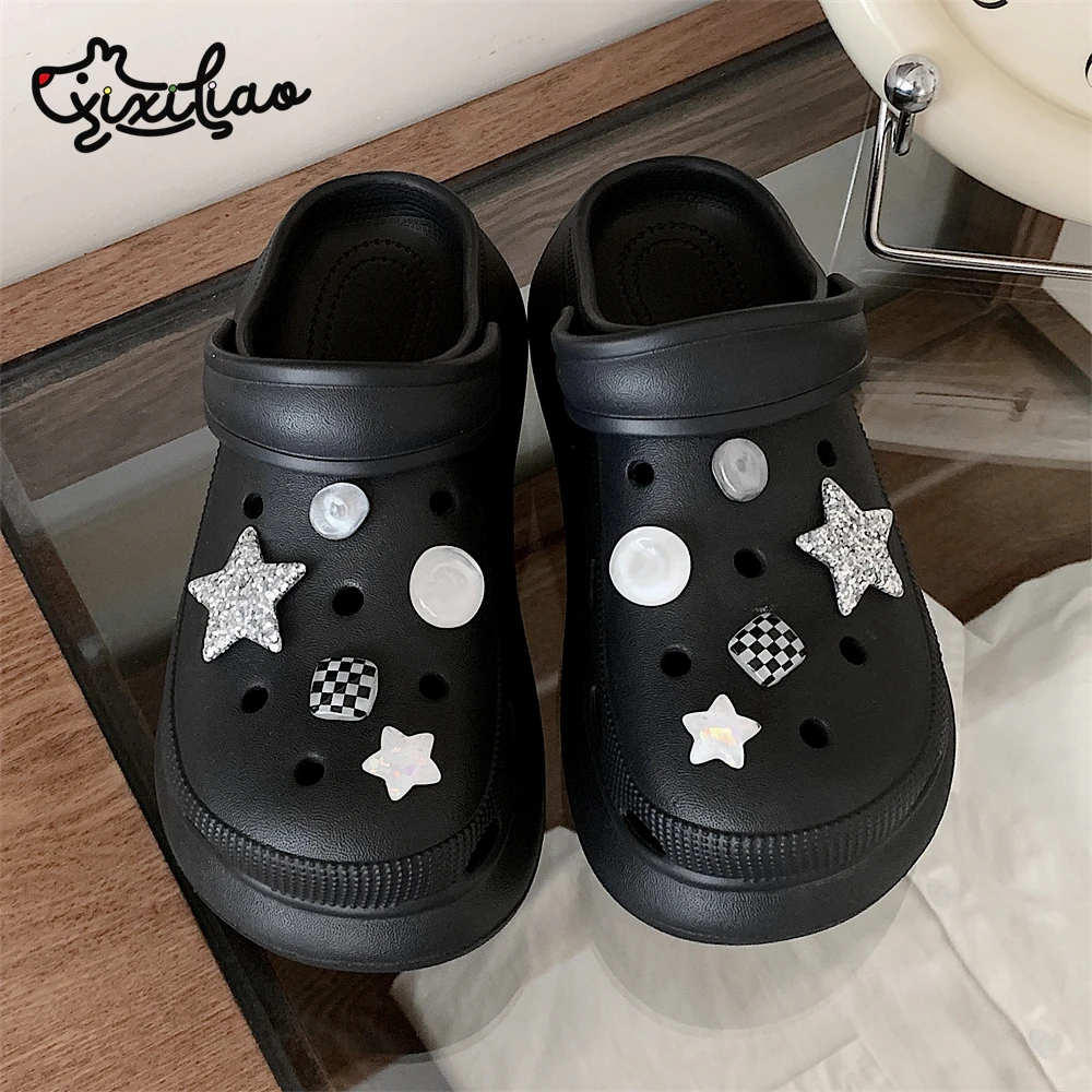 细细条 韩系辣妹风包头凉拖鞋百搭防滑外穿夏季甜酷星星洞洞鞋女