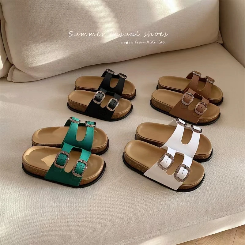 细细条 厚底增高时尚双带勃肯拖鞋女夏季新款百搭防滑沙滩凉拖鞋