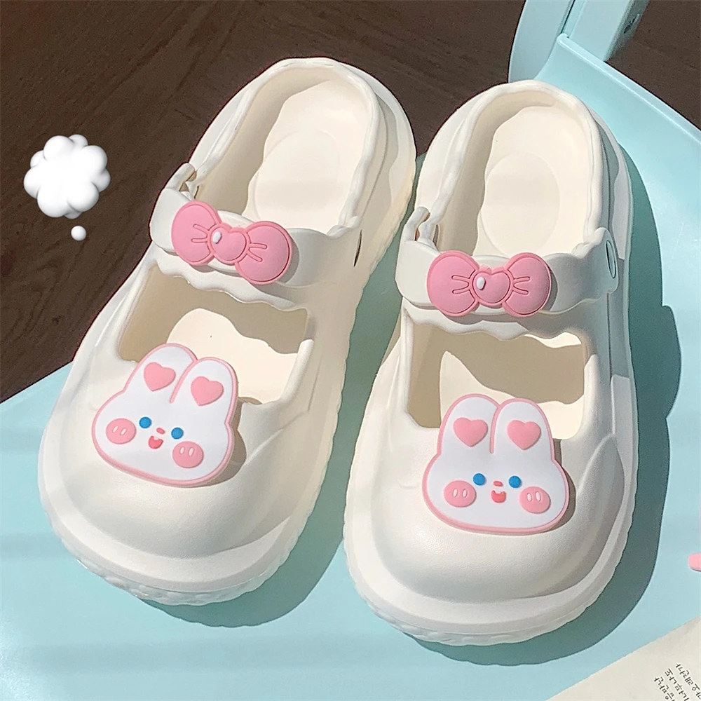 细细条 少女心可爱兔子包头半拖鞋夏日系休闲外穿eva防滑软底凉鞋