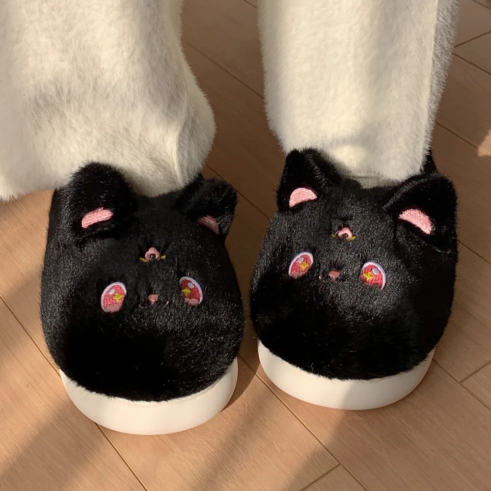 细细条 少女心甜酷棉拖鞋女冬季学生ins居家防滑厚底毛绒保暖棉鞋
