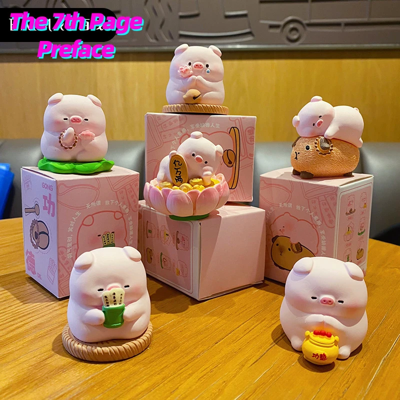 文创店同款佛系猪猪小摆件创意精致树脂公仔可爱家居装饰品摆件