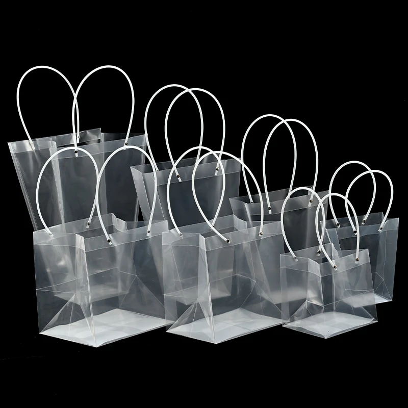 【流星雨】10个装透明花艺手提袋小花束包装袋子鲜花干花包花材料