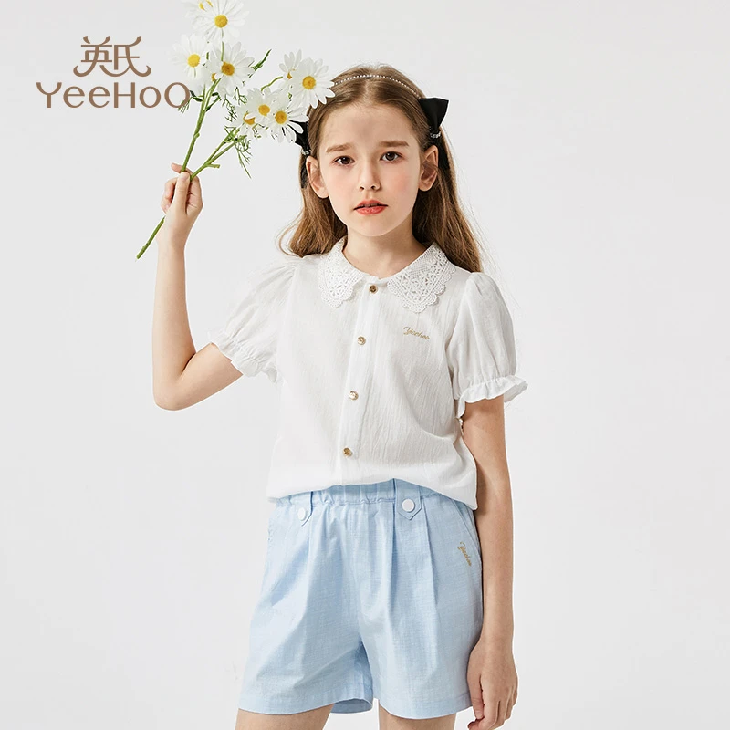 英氏女童短袖衬衣夏季新款儿童夏装YS-X2023YQ