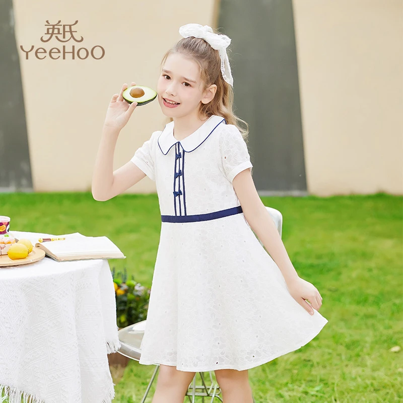 英氏女童短袖连衣裙儿童洋气裙子女孩YS-X2156YQ