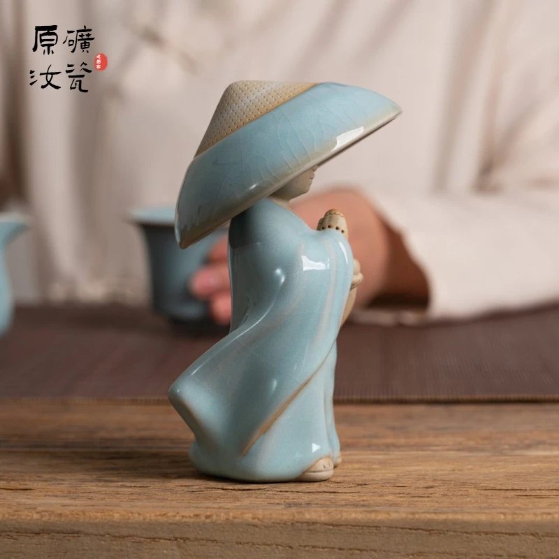 和尚茶宠茶虑盖置天青色原矿原产地汝州汝窑汝瓷手工茶具创意陶瓷