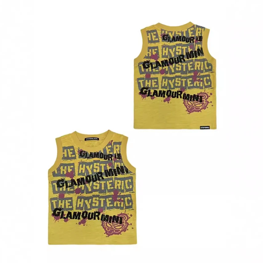 【伍悦童品】24夏季背心潮牌奶嘴字母印花无袖背心儿童休闲宽松背心