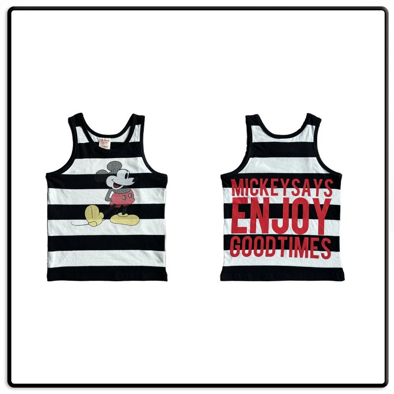 【伍悦童装】新款夏季背心清爽米奇印花透气吸汗无袖背心男女童背心