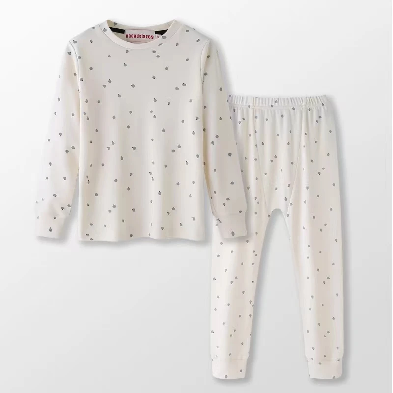 潮牌印花男童女童宝宝纯棉家居服套装针织服装中大童秋衣秋裤套装