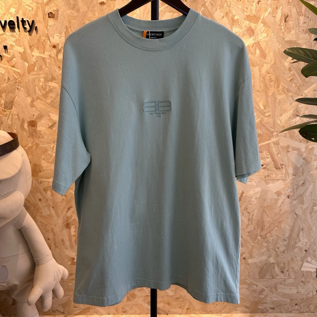 巴黎世家/Balenciaga纯色刺绣Logo短袖T恤/M码/99新/CL01446