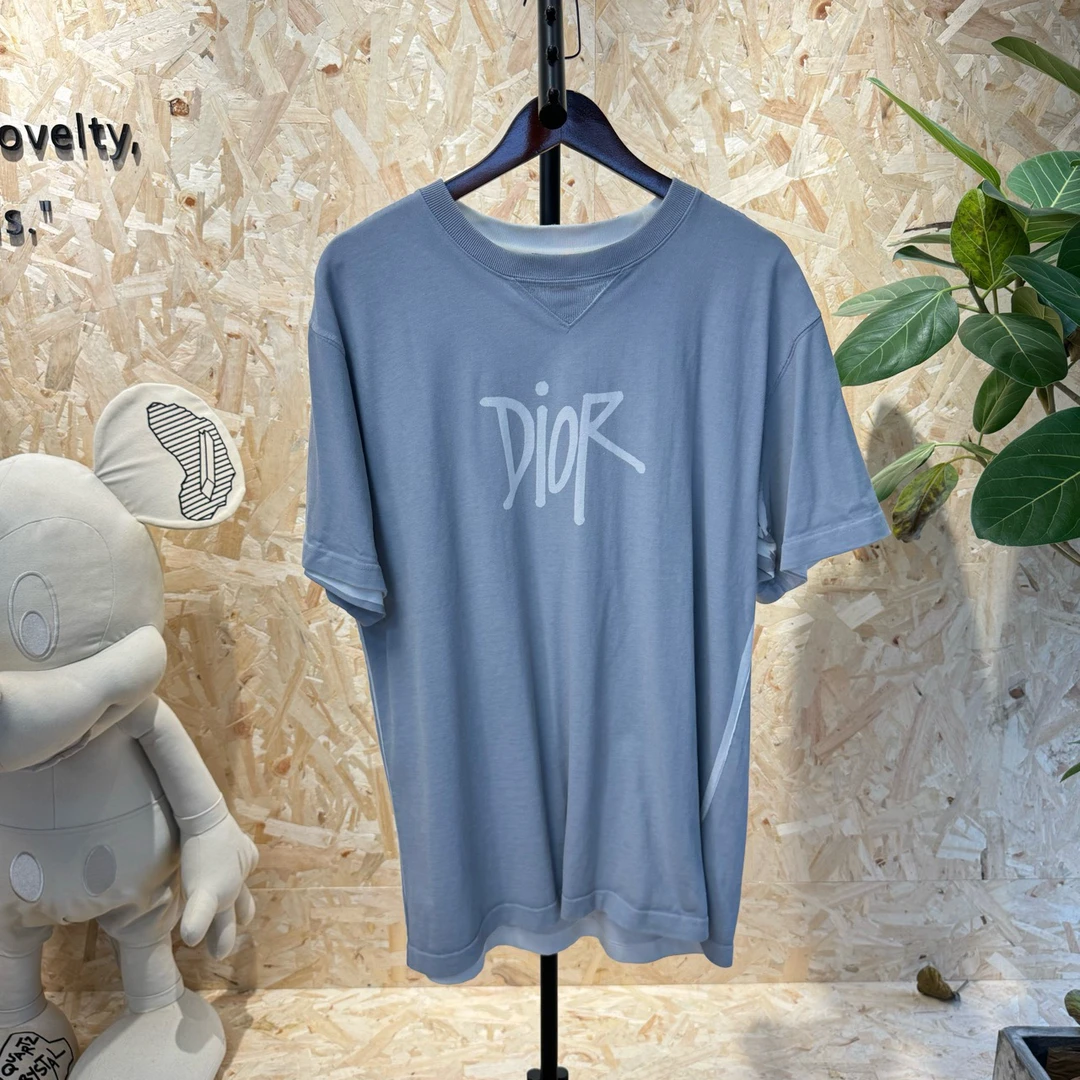 99新 DIOR/迪奥 水泥灰胸前Logo短袖 xl码 98新 cl00201