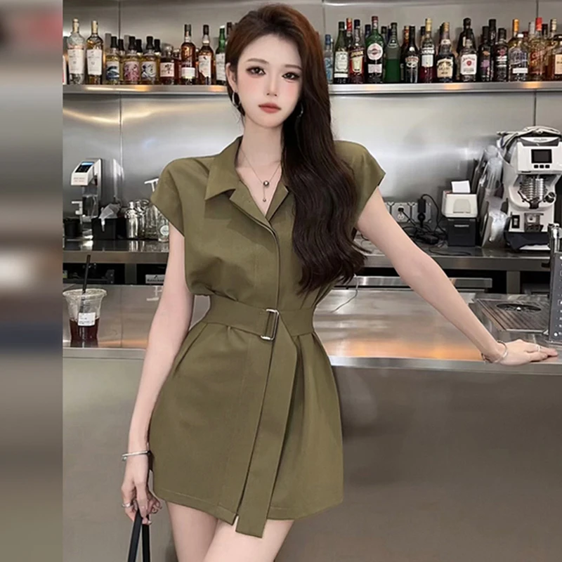 小个子高端精致衬衫连衣裙子女夏季新款法式套装