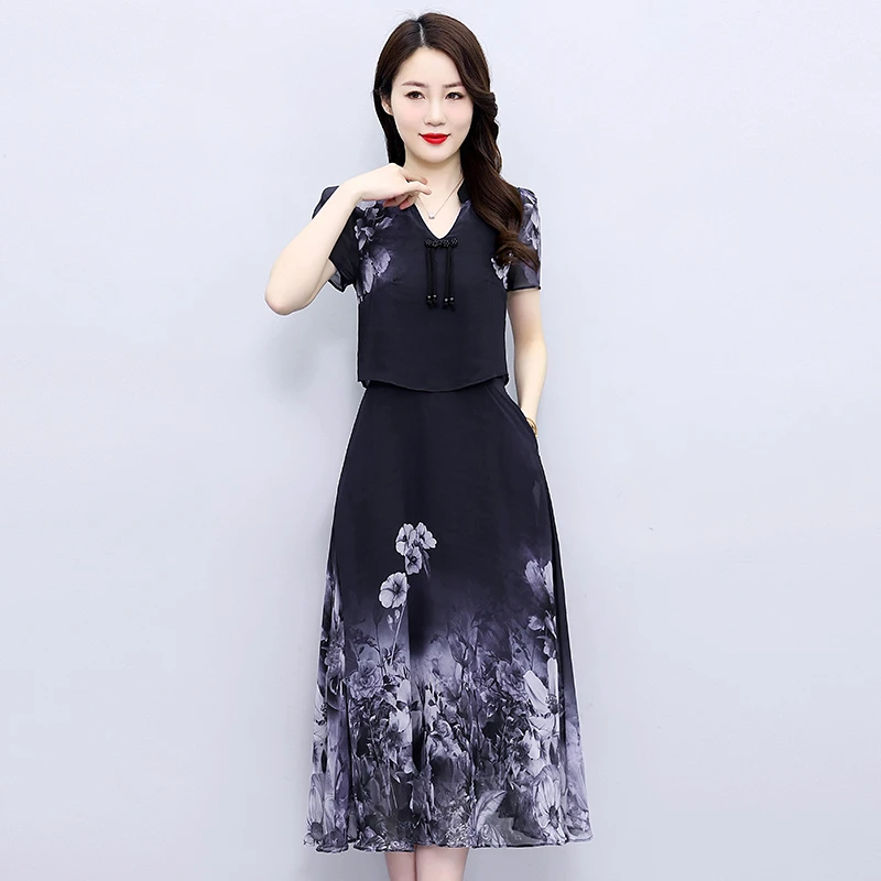 2025春夏新款复古印花宽松显瘦女装连衣裙气质洋气时尚夏季