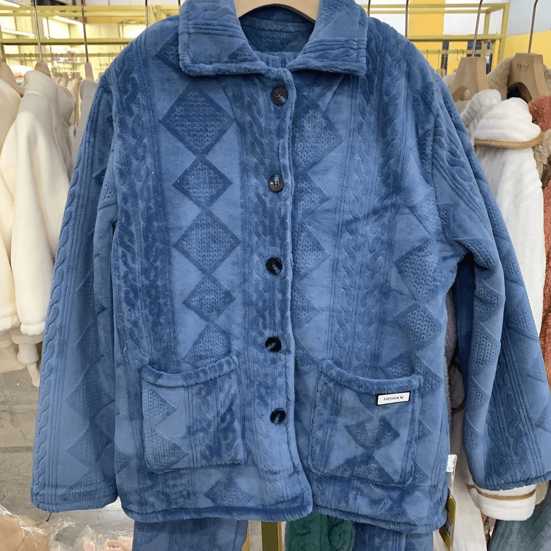 婴格朗迪YG5167保暖睡衣男士成人加绒加厚家居服