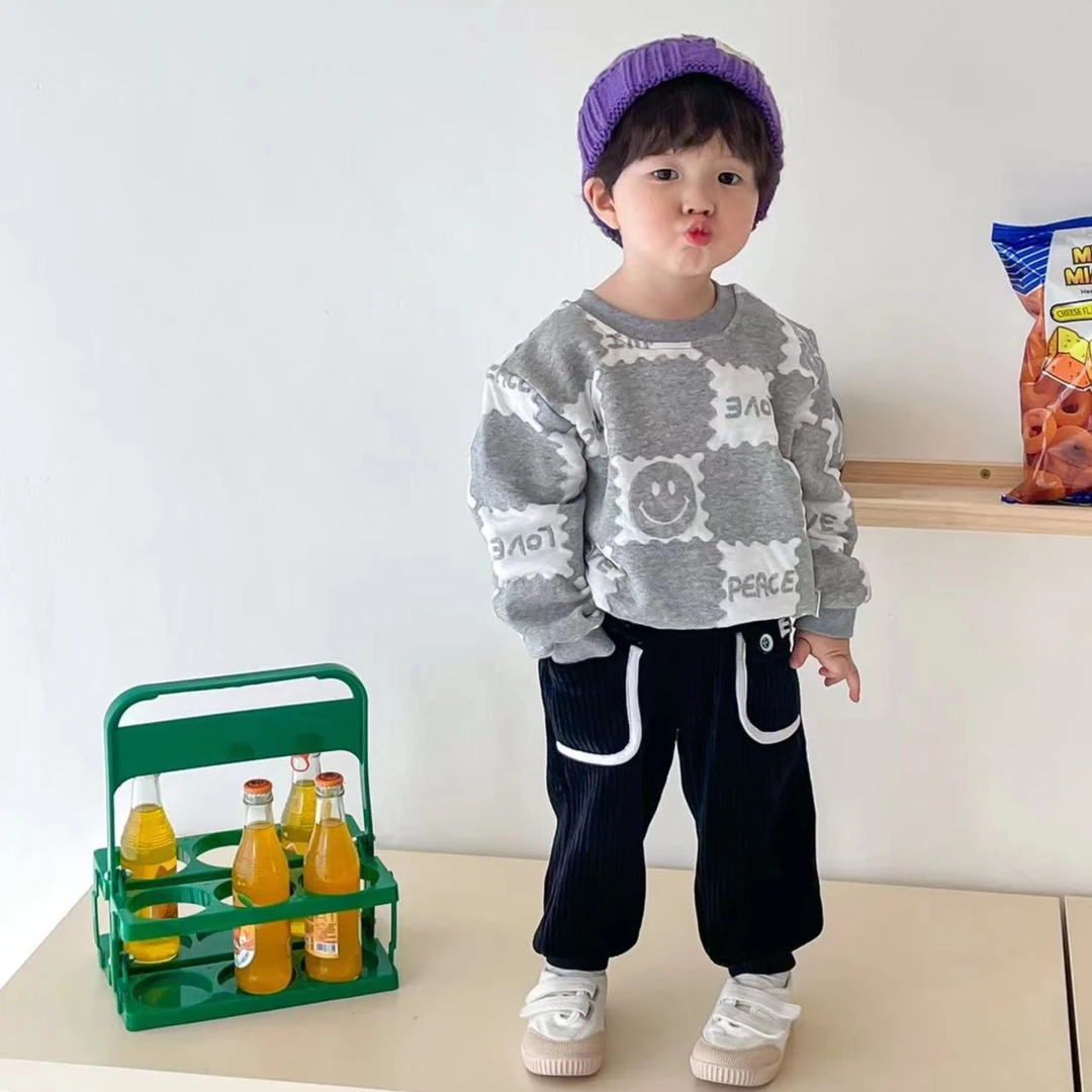 婴格朗迪YG6115韩版男童女童雪呢尔加厚裤子秋冬儿童休闲中腰时尚