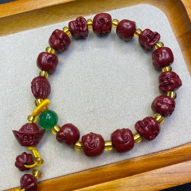 含辰砂工艺品A422-李寻欢【佛头朱砂9mm+元宝坠】手串-多样性发货