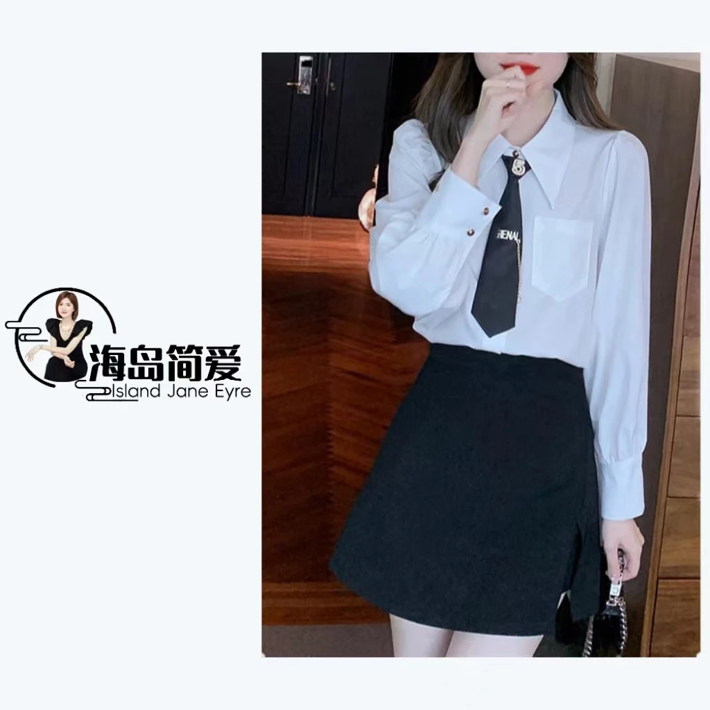 新款宽松长袖气质衬衫8358