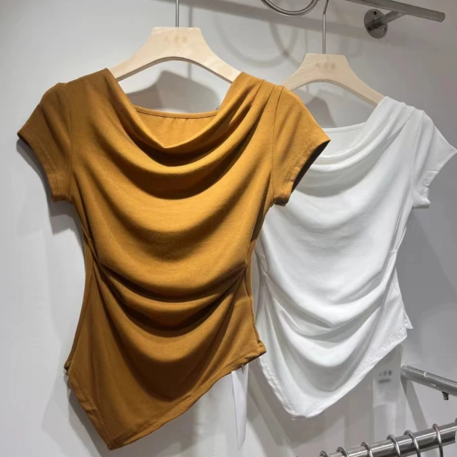 夏季设计感不规则显瘦上衣8809