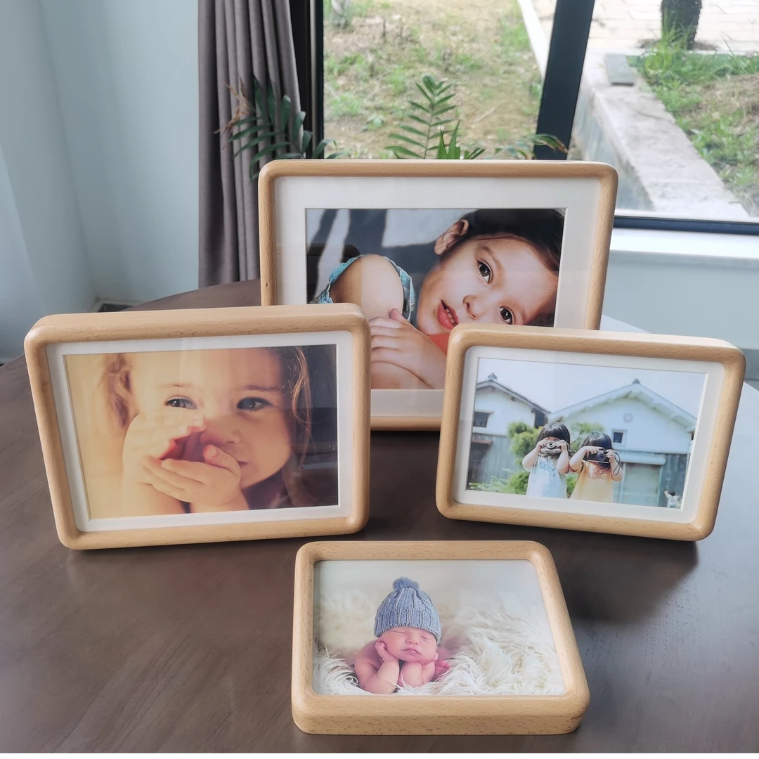 高级感榉木圆角实木相框摆台6寸/A3洗照片做成相框新中式挂摆两用