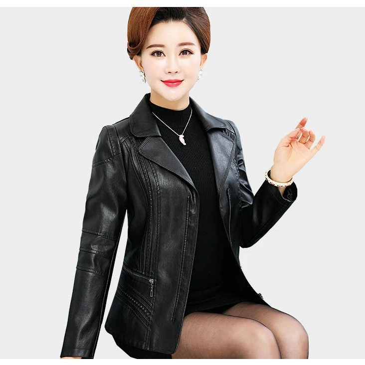 中老年皮衣女短款上衣春秋40-50岁妈妈装中年妇女气质冬夹克外套