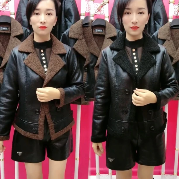 加绒加厚皮衣女秋冬款皮夹克2025中年女装皮毛一体羊羔毛外套上衣